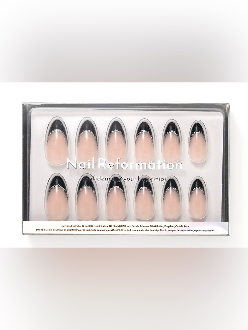 Nail Reformation Short Almond Press-On Nails in SILVER LINING NIB